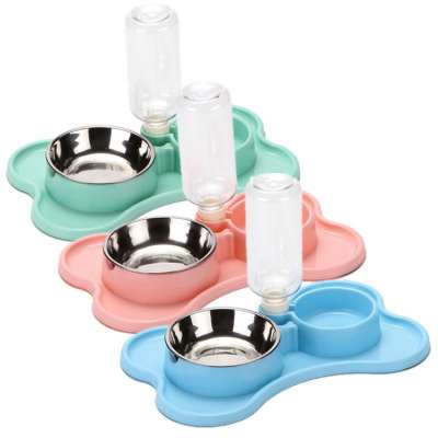 Wholesale 2 In 1 Pet Dog Food Water Bowl Pet Double Bowl Pet Feeding Feeder Bowl For Cat Puppy