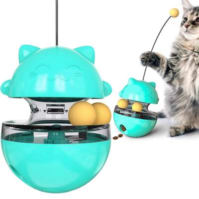 Pet Supplies Cat Treat Dispensing Toy Tumbler Shape Cat Slow Feeder With Interactive Ball Toy